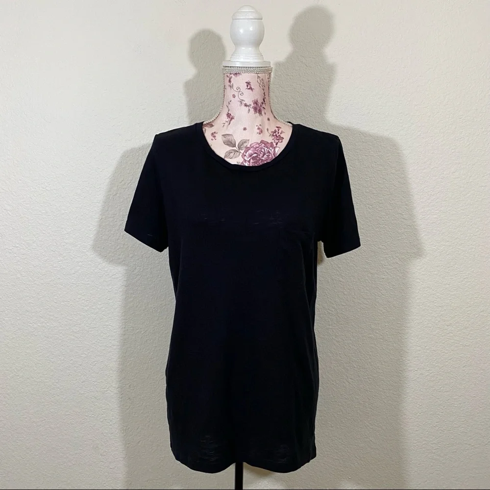Pink VS sz:L Black Short Sleeve High-Low Sheer Tee - Picture 4 of 12